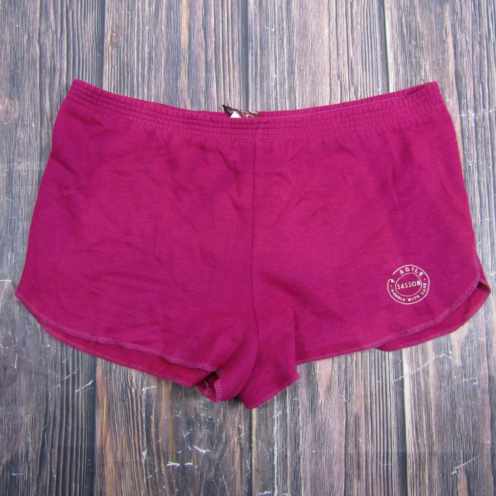Sasson Athletic Shorts Women Large Magenta Vintage 80s Agile Logo Acrylic
